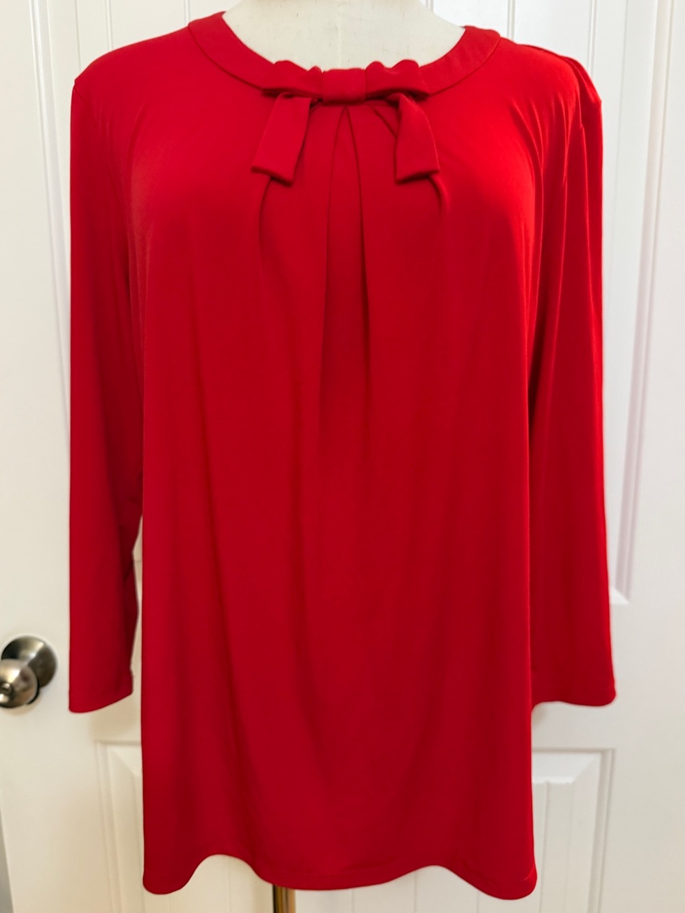 Karl Lagerfeld Red Long-Sleeve Bow-Neck Blouse